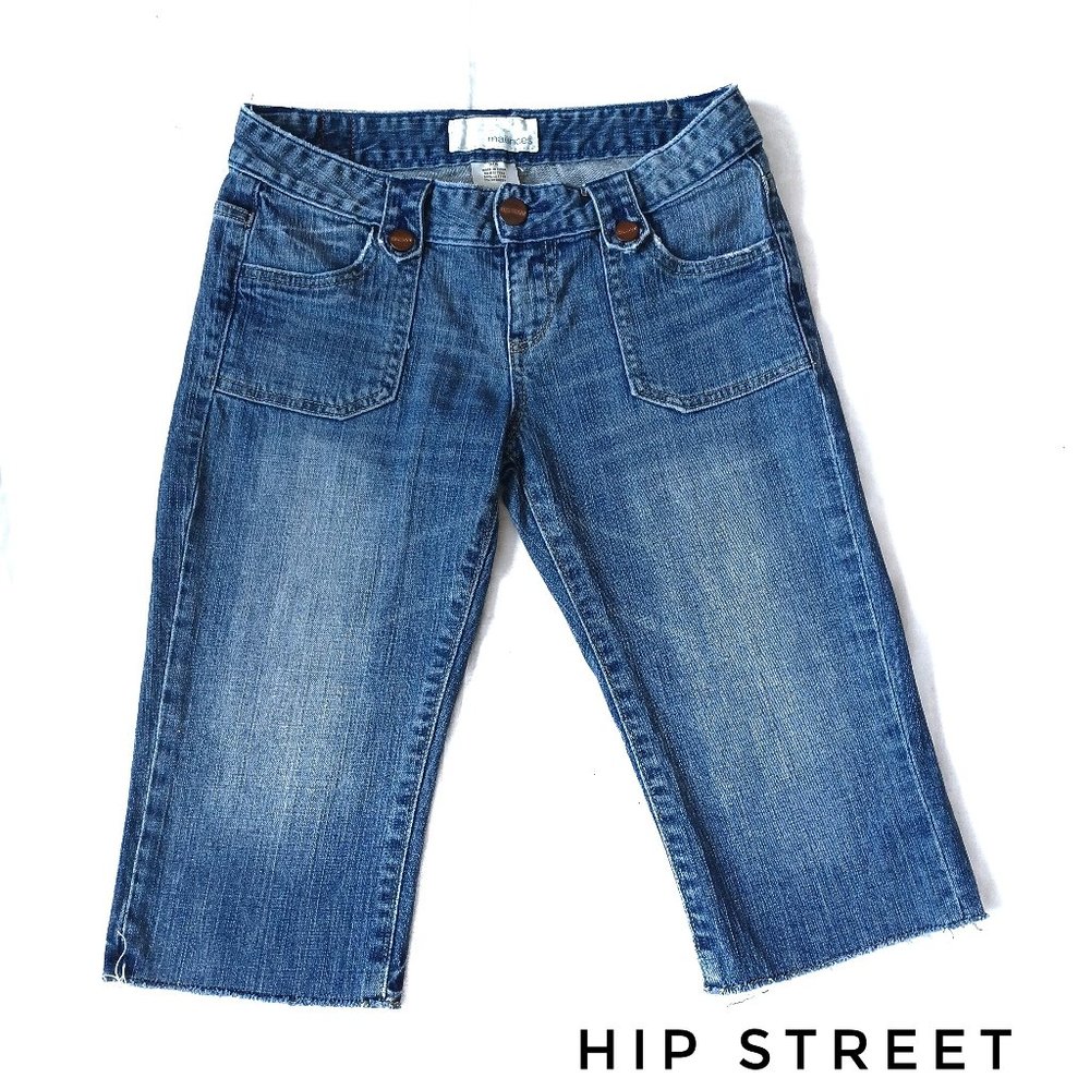 MAURICE'S Frayed Distressed Capri Cropped Low Rise Stretch Denim Pants 3/4